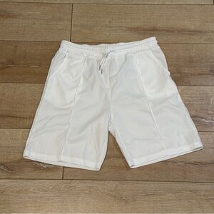 Men’s White Athletic Shorts, Large